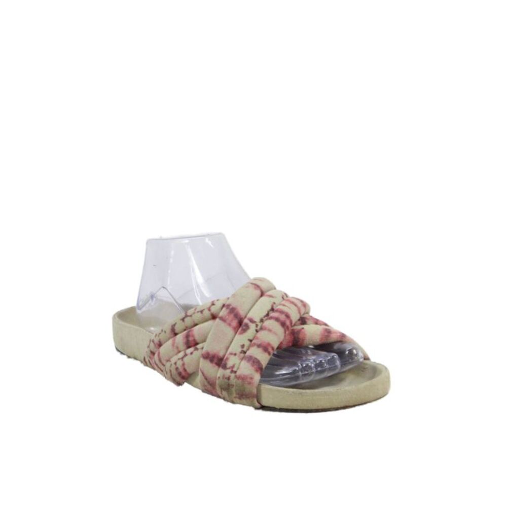 Isabel Marant Womens Holden Tie-Dye Crisscross Slide Sandals Beige Size 9